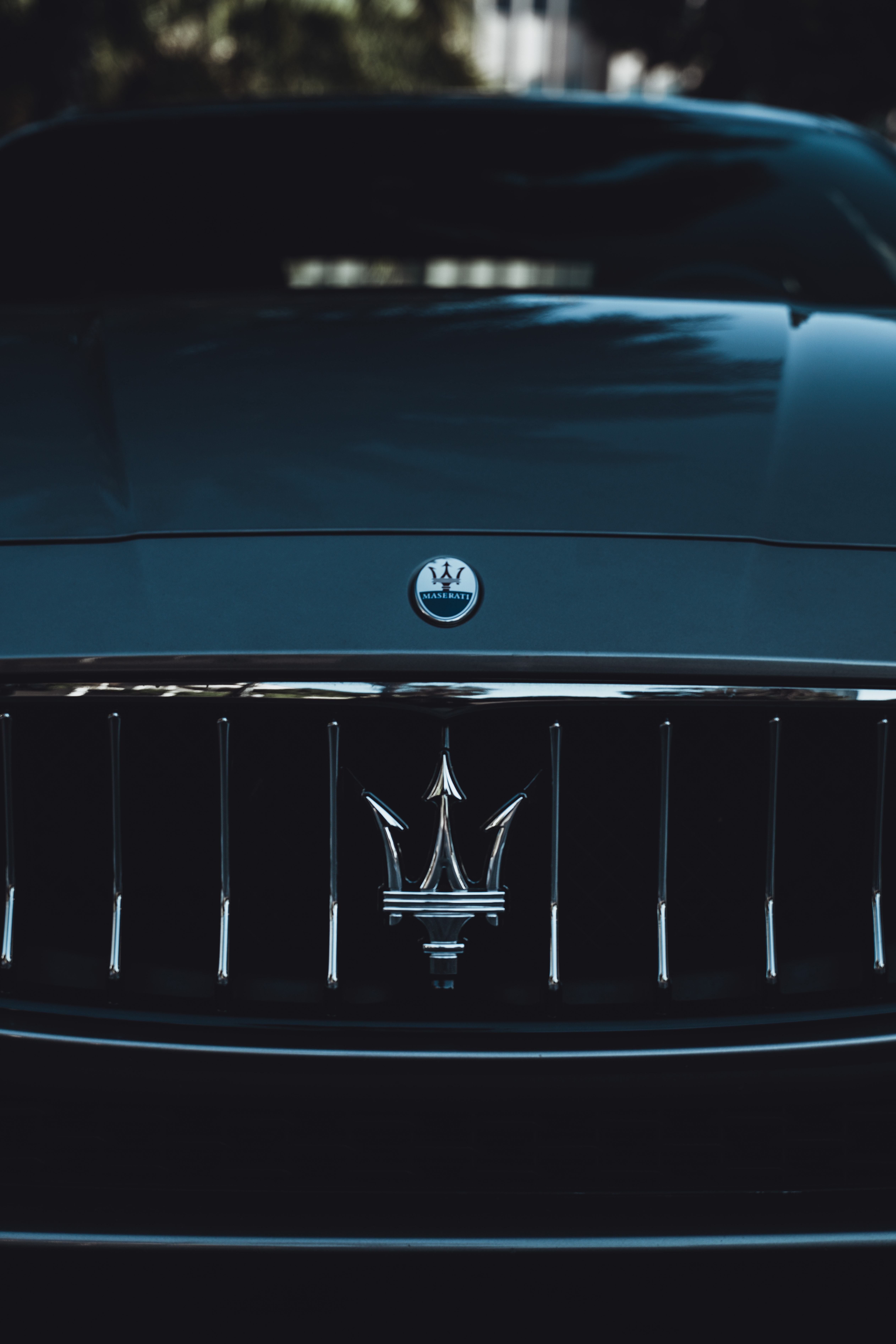 Скачать maserati, спорткар, автомобиль, бампер, логотип обои для телефона