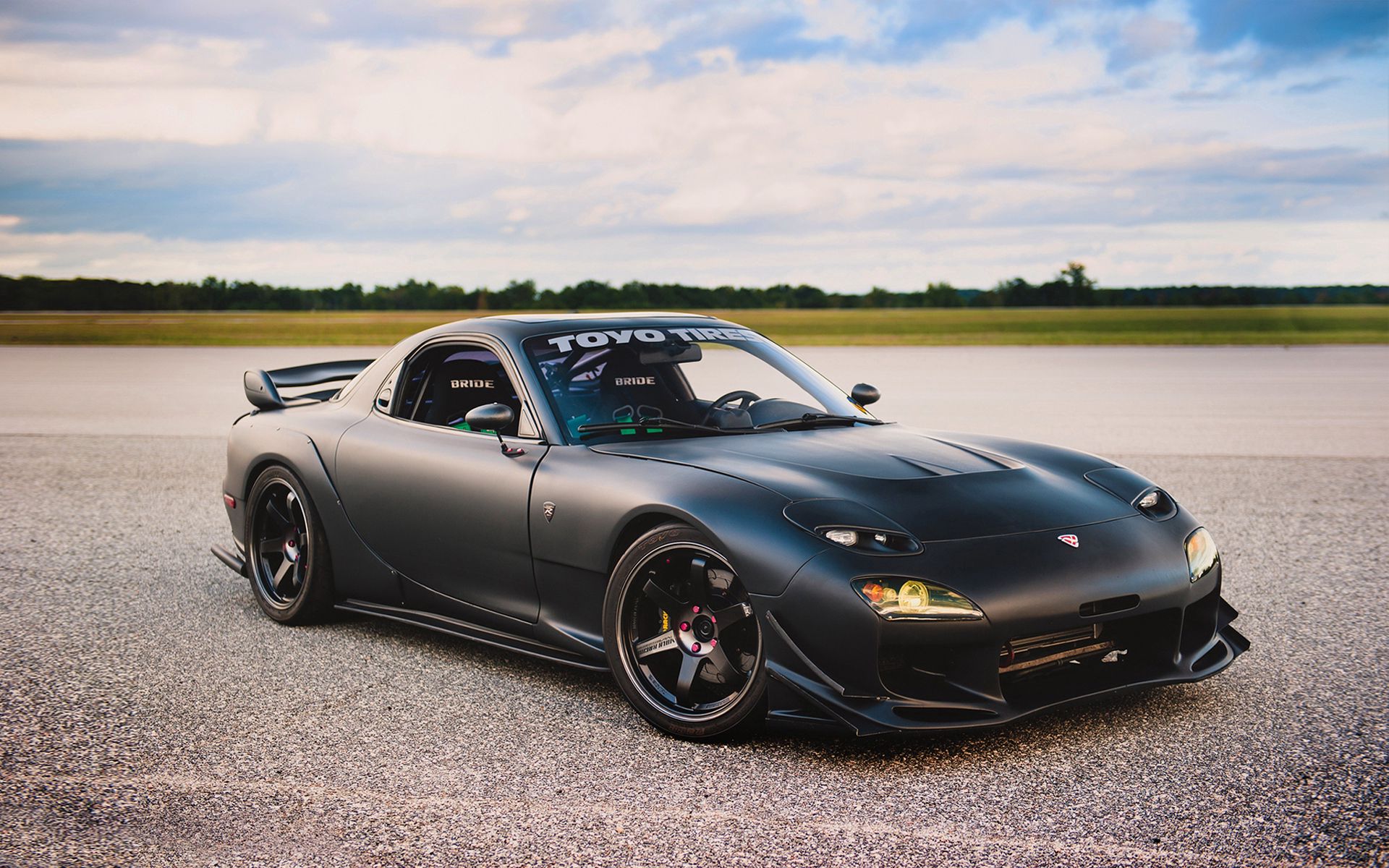 Скачать mazda rx-7, мазда, tuning, car, black, matte, тюнинг обои на рабочий стол