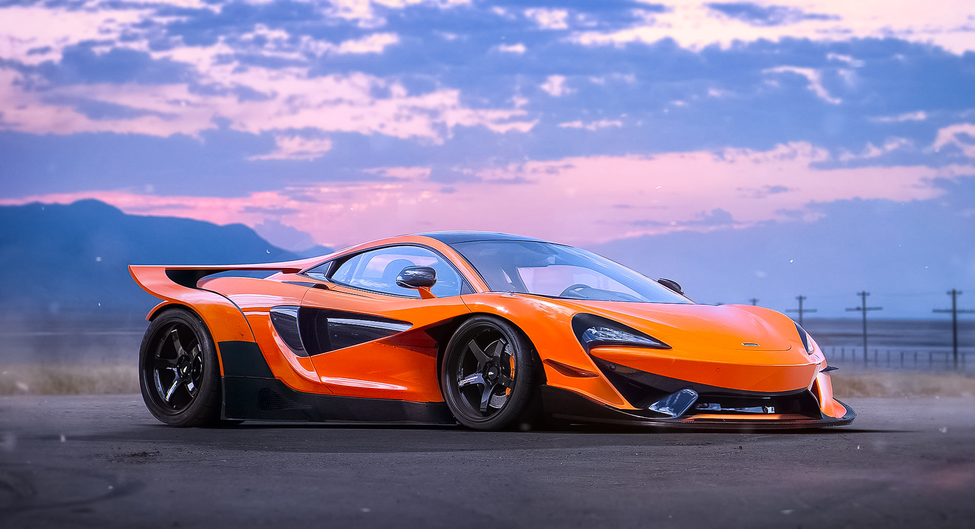 Скачать mclaren, 570s, experimental, оранжевый, вид сбоку обои на рабочий стол