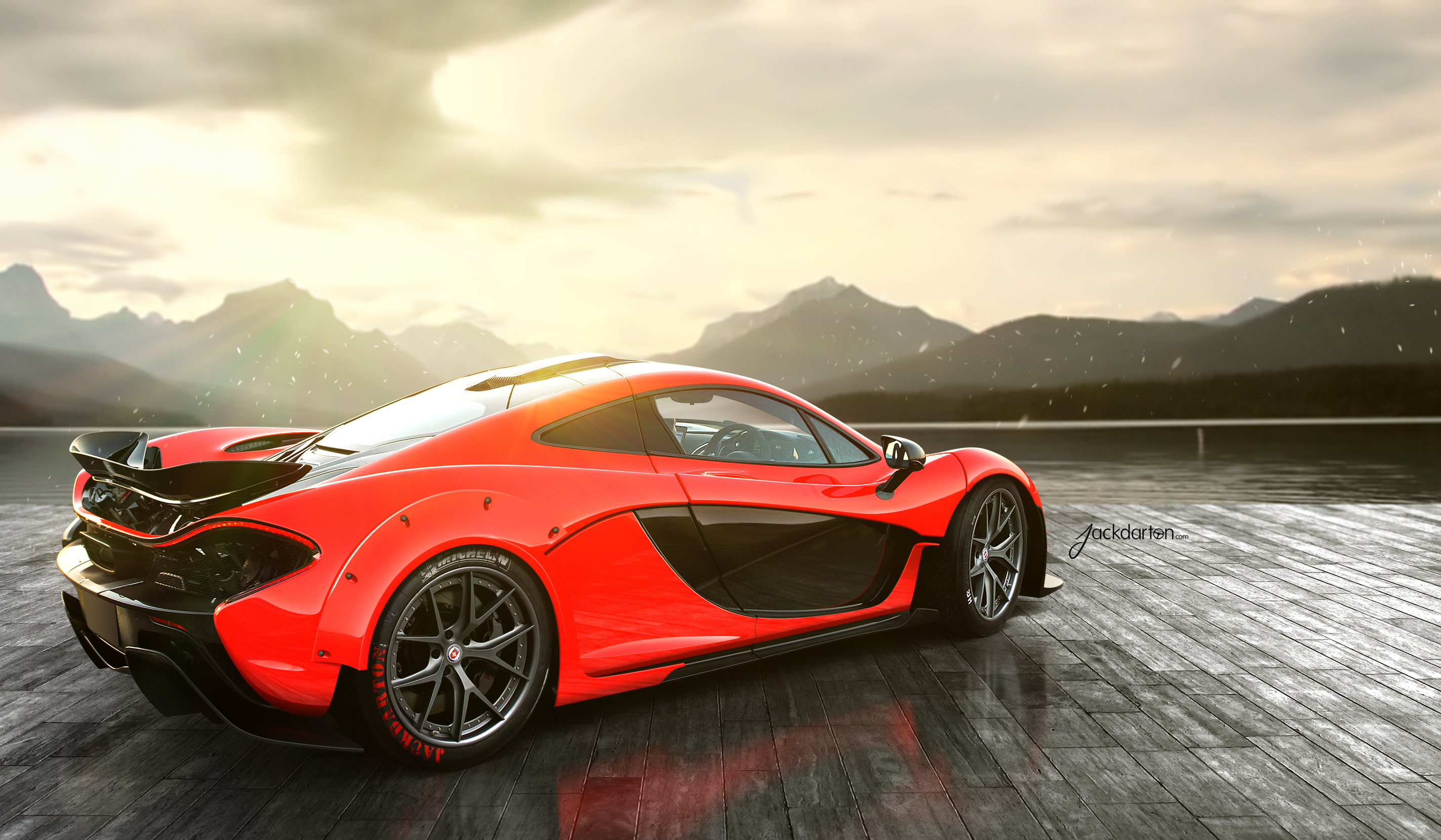 Скачать mclaren, p1, red, rear обои на рабочий стол