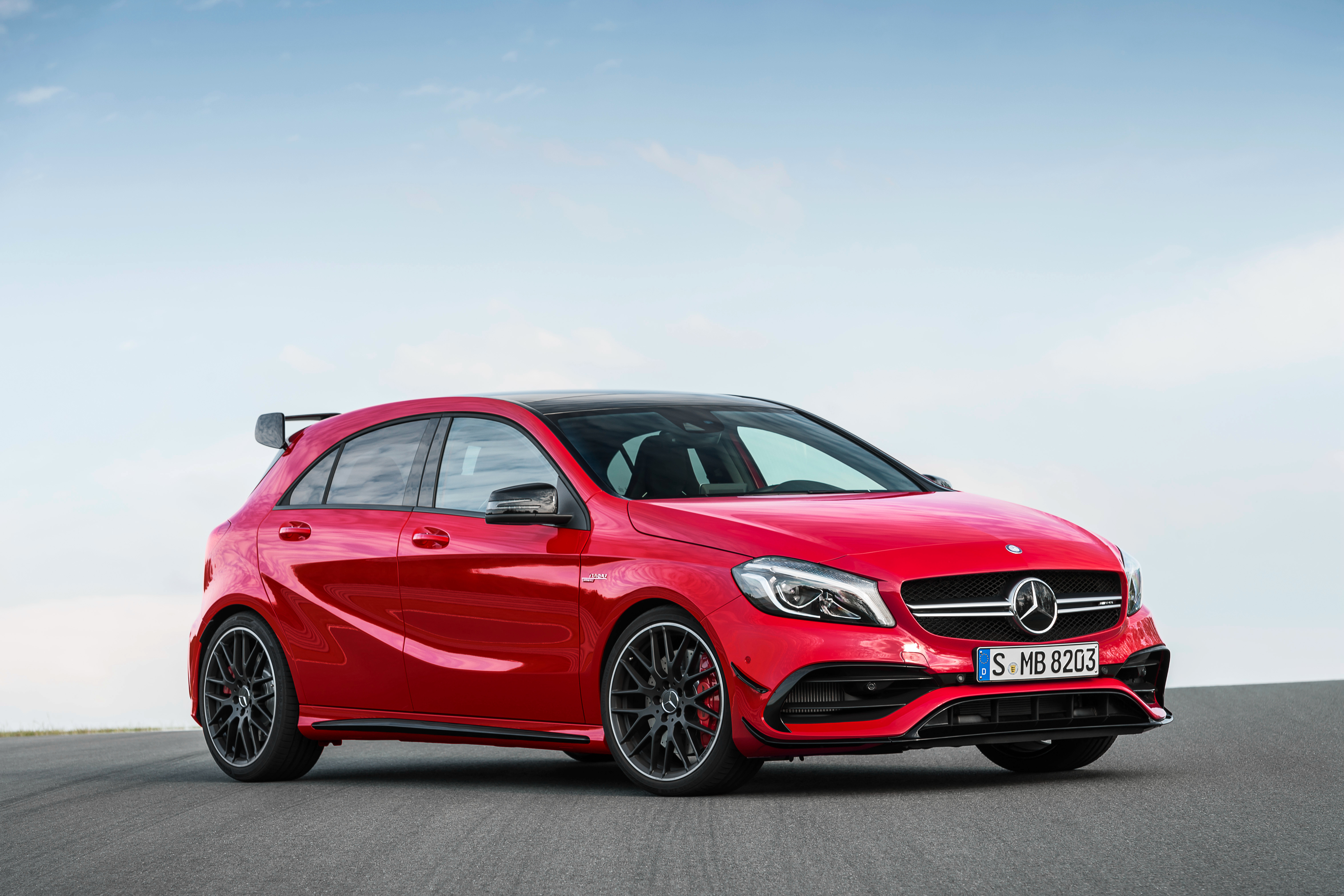 Скачать mercedes, amg, a-class, w176, красный, вид сбоку обои на рабочий стол