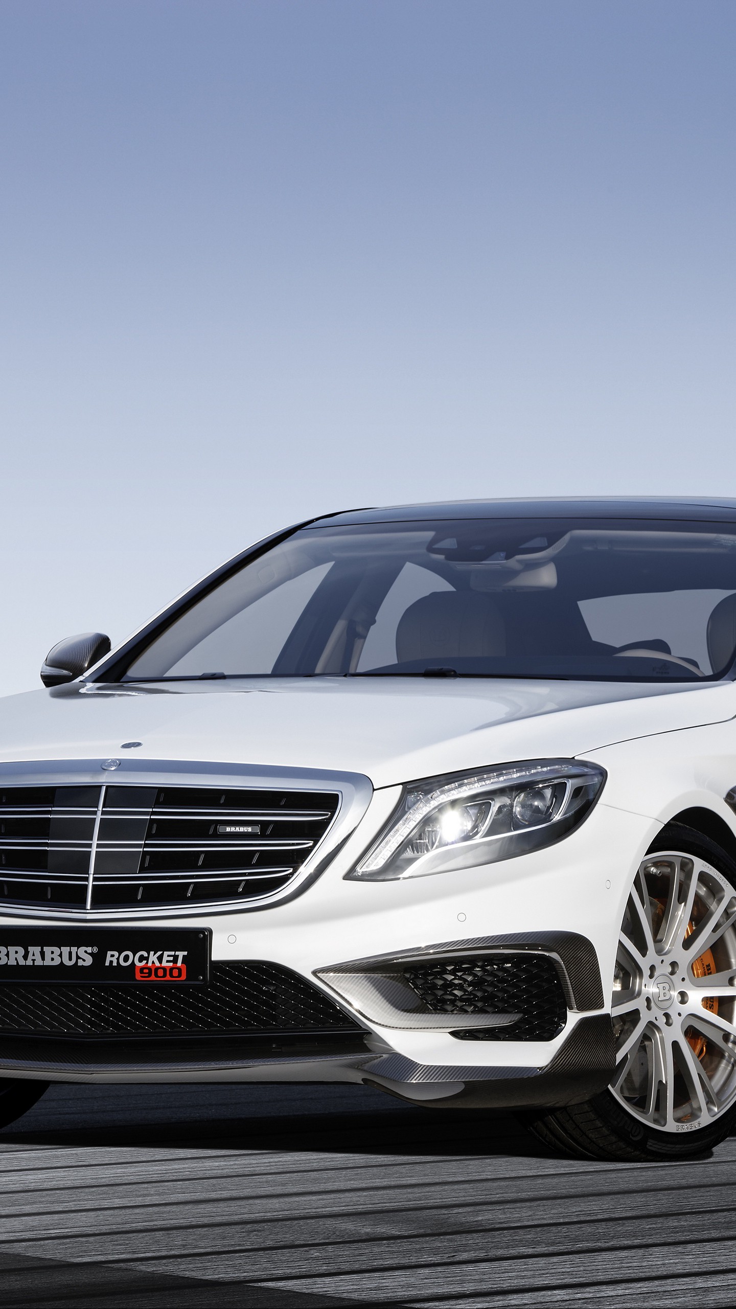 Скачать mercedes, brabus, rocket 900, w222, 2015, вид спереди, белый обои для телефона