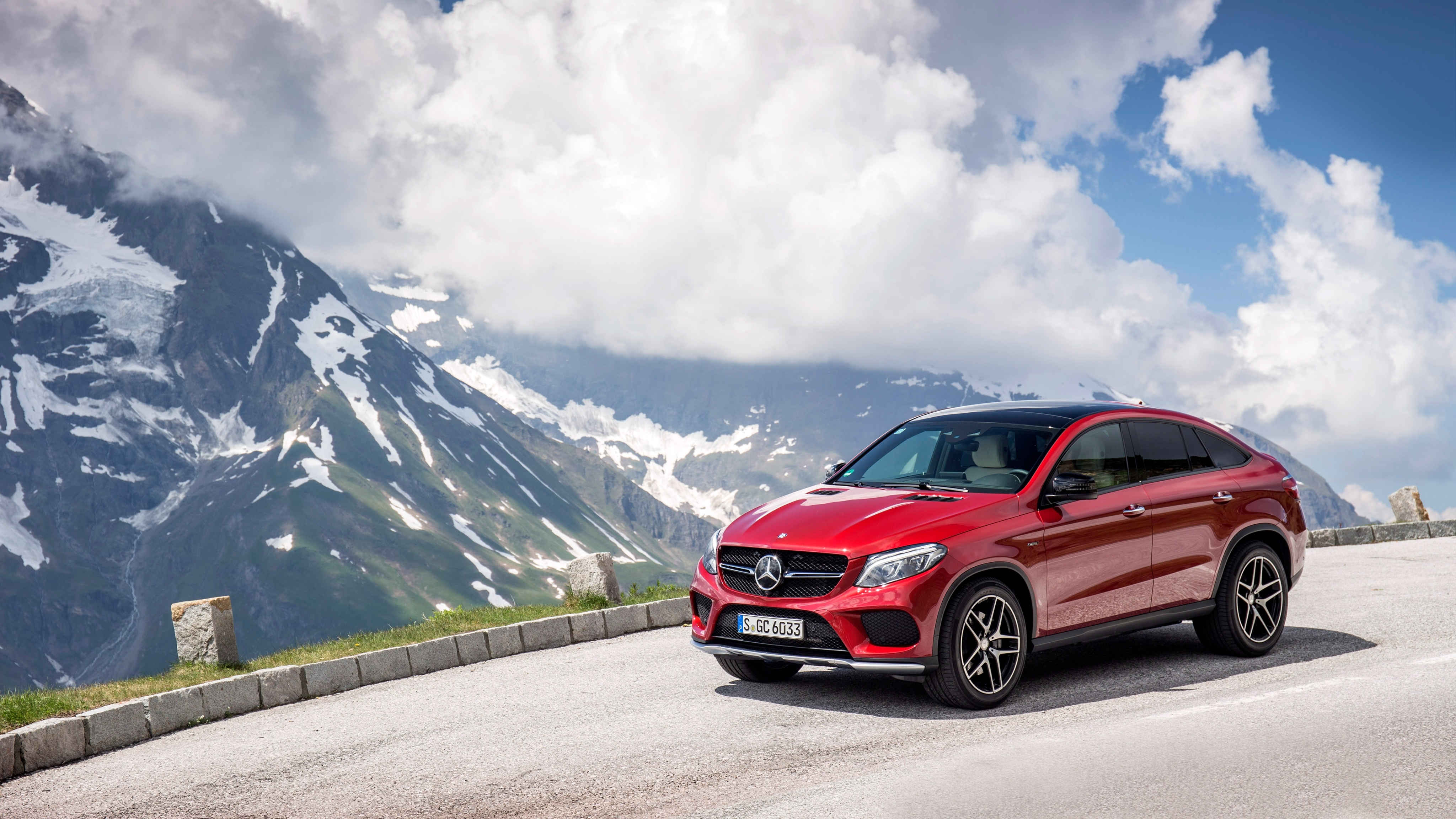 Скачать mercedes-benz, gle 450, amg, 4matic, купе, красный обои на рабочий стол