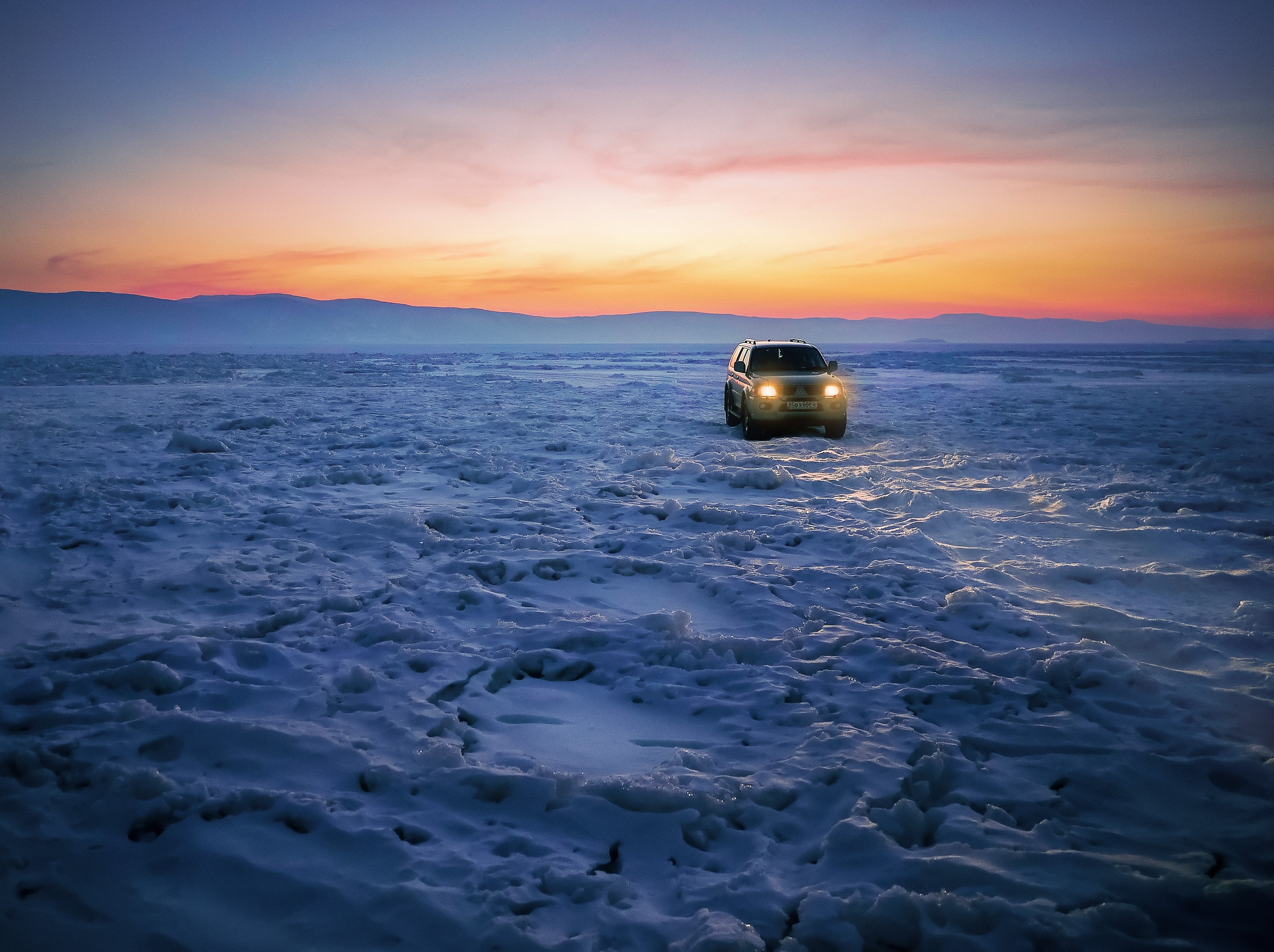 Скачать mitsubishi, внедорожник, снег обои на рабочий стол