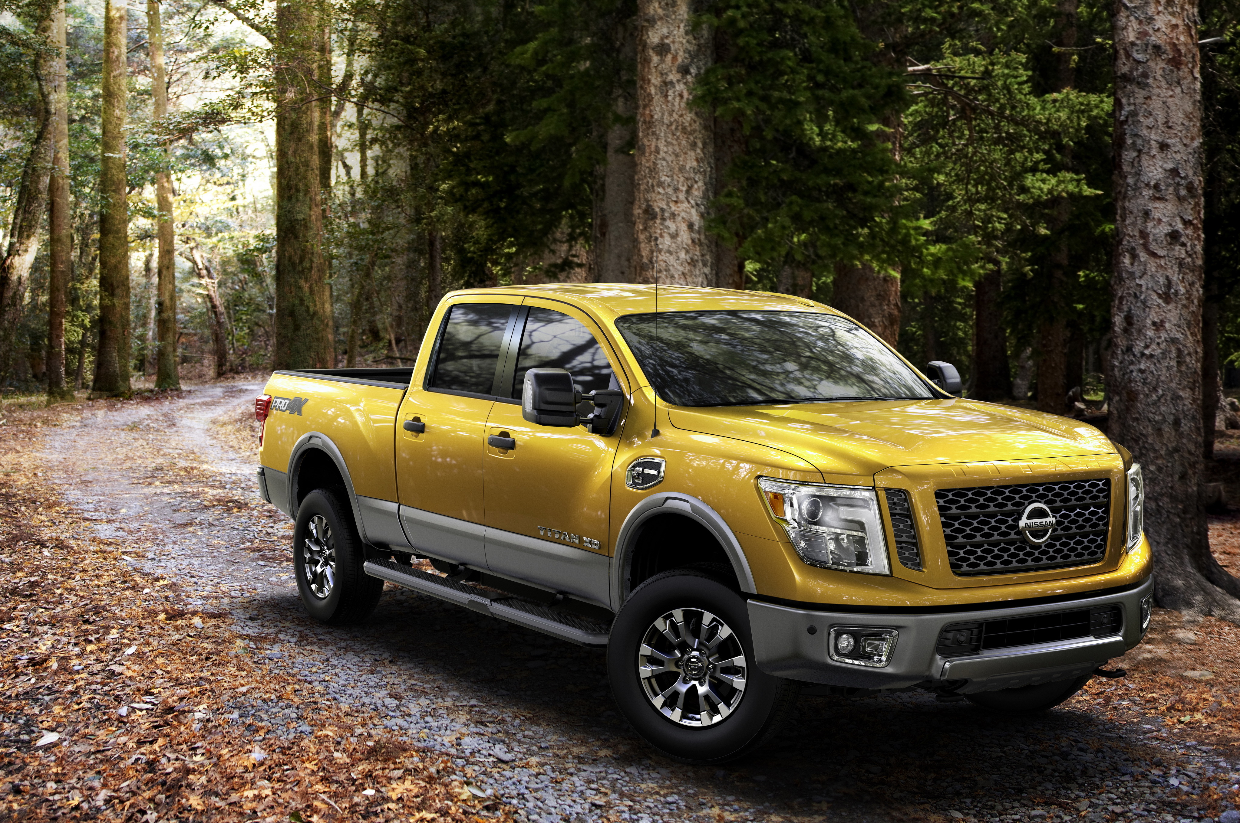 Скачать nissan, titan, желтый, вид сбоку обои на рабочий стол