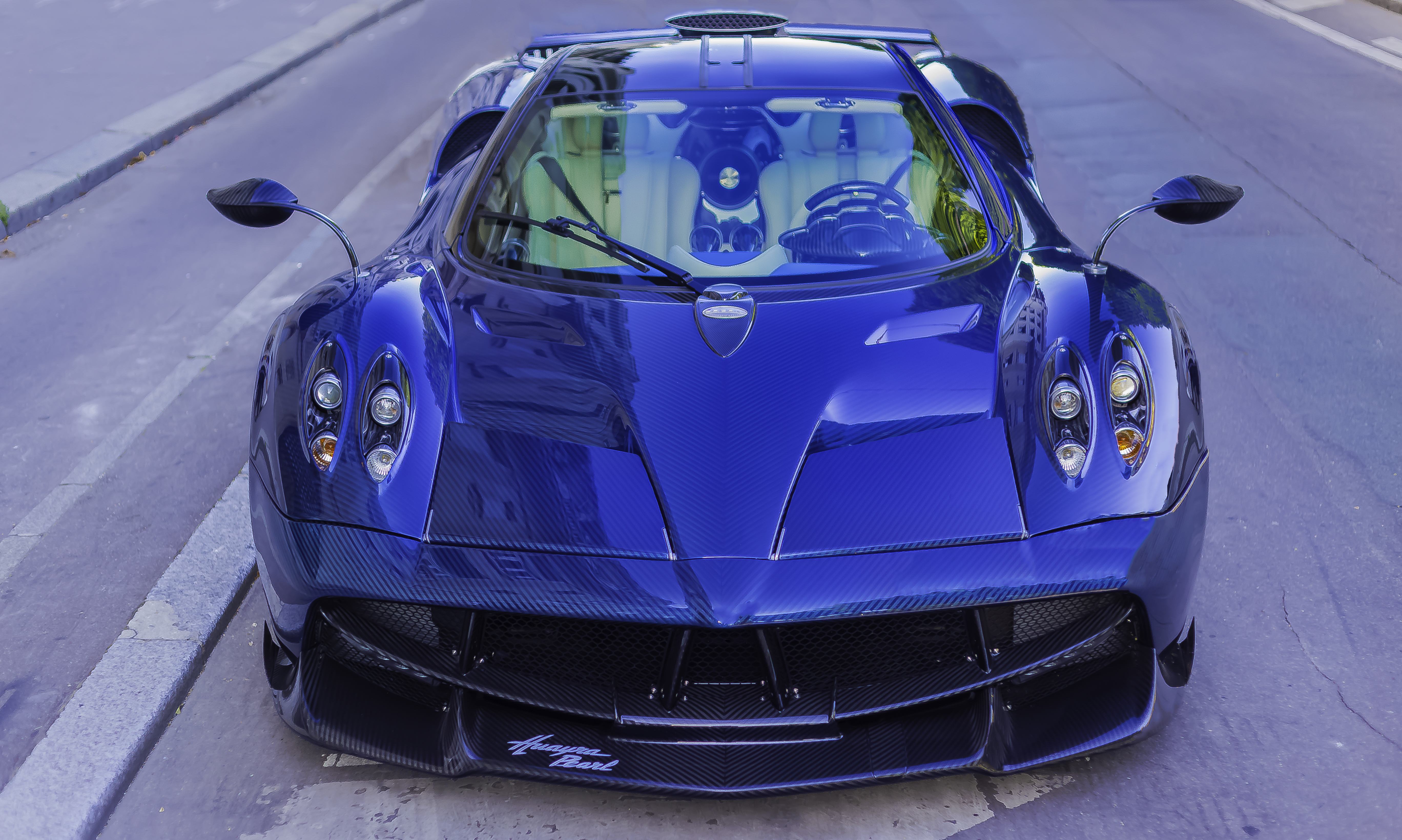 Скачать pagani huayra, автомобиль, спорткар, синий, карбон обои на рабочий стол