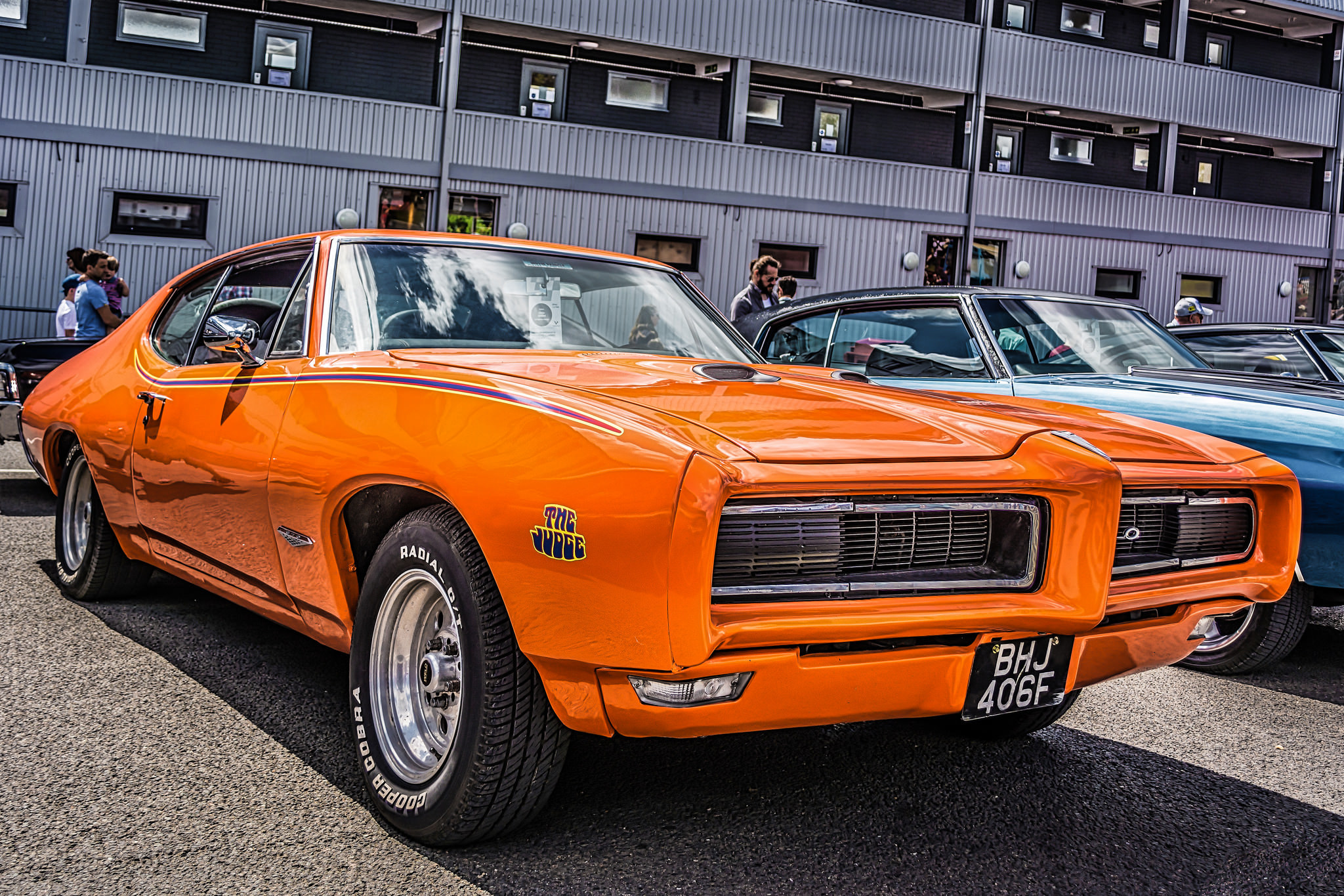 Скачать pontiac, gto, 1968, оранжевый, бампер обои на рабочий стол