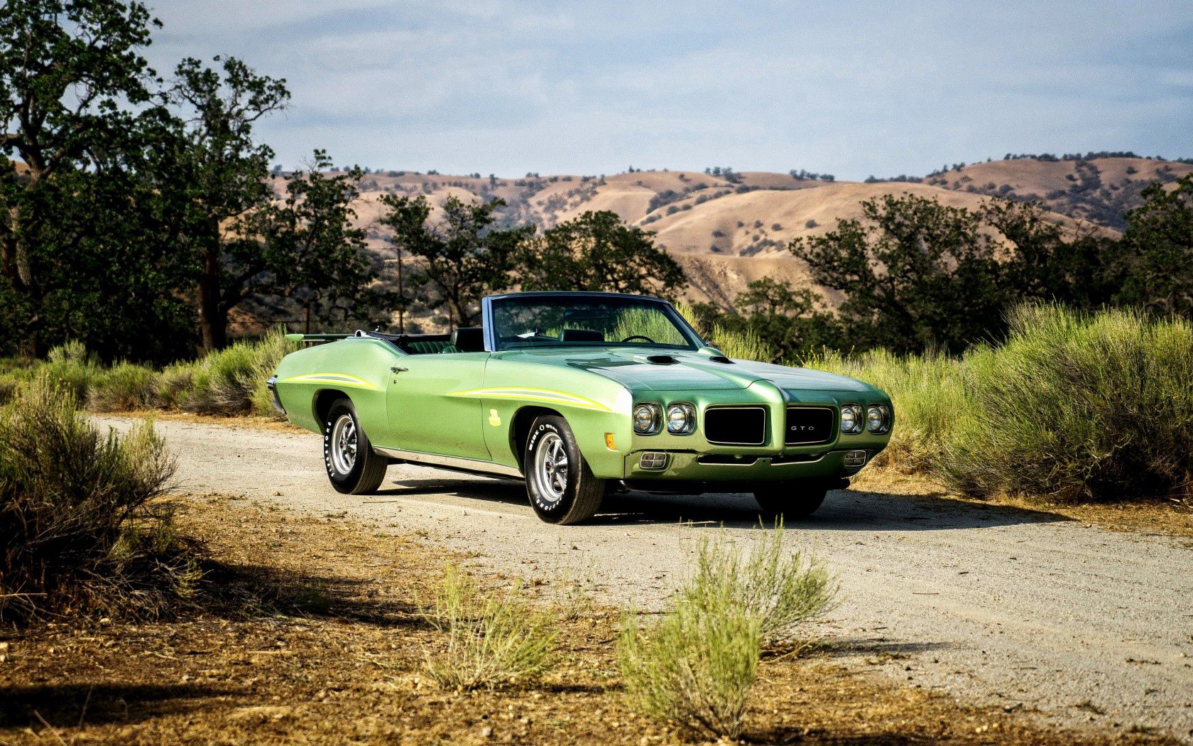 Скачать pontiac, gto, 1970, кабриолет, вид сбоку обои на рабочий стол