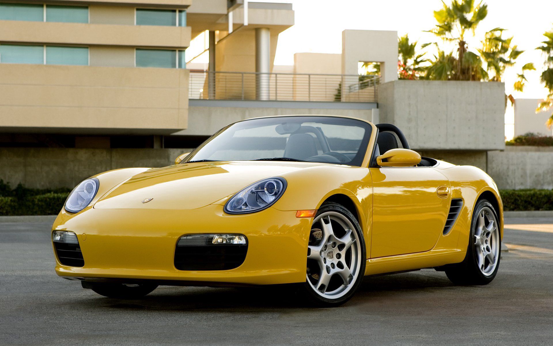 Скачать porsche boxster 2008, porsche, желтый, кабриолет обои на рабочий стол