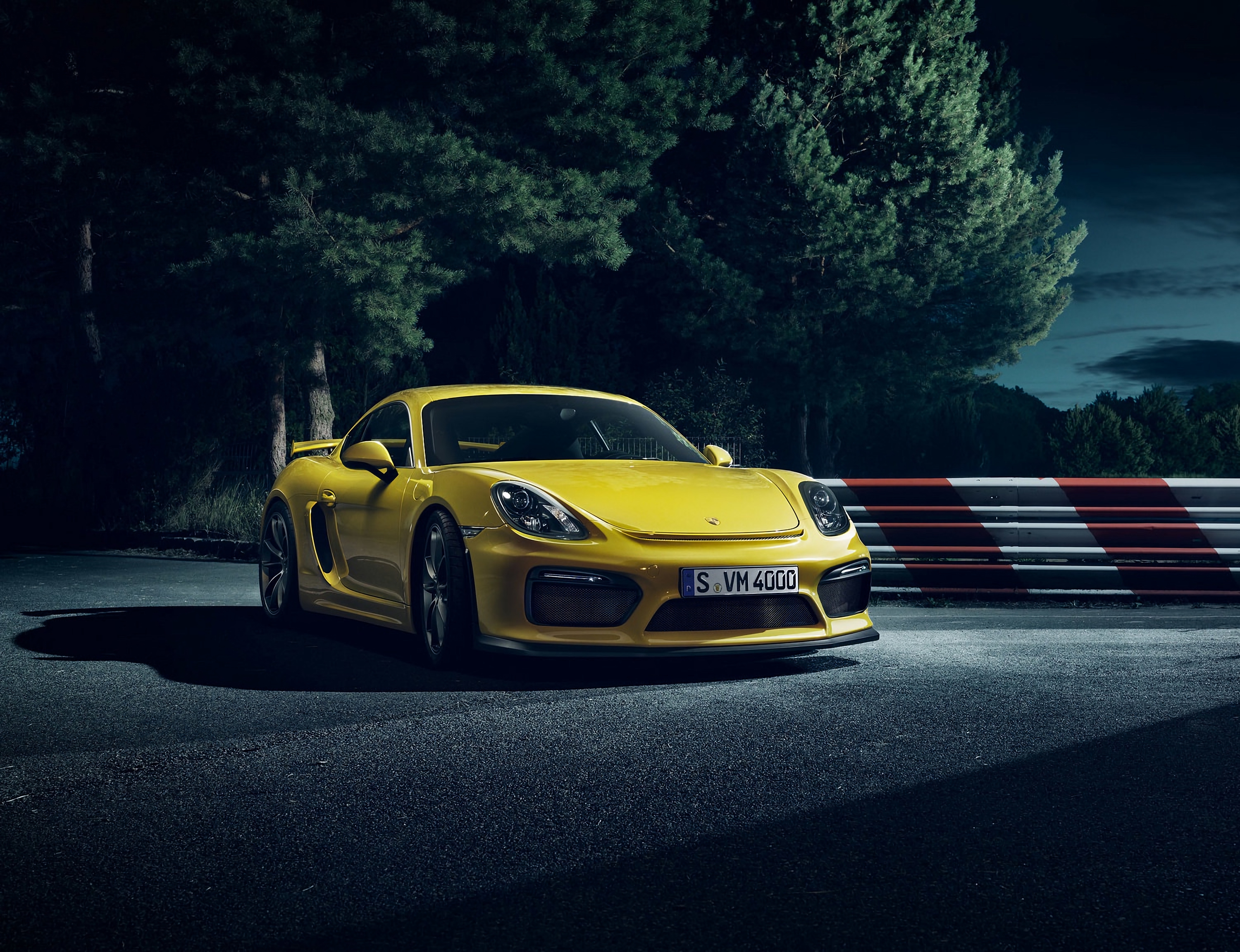 Скачать porsche cayman, спорткар, желтый обои на рабочий стол