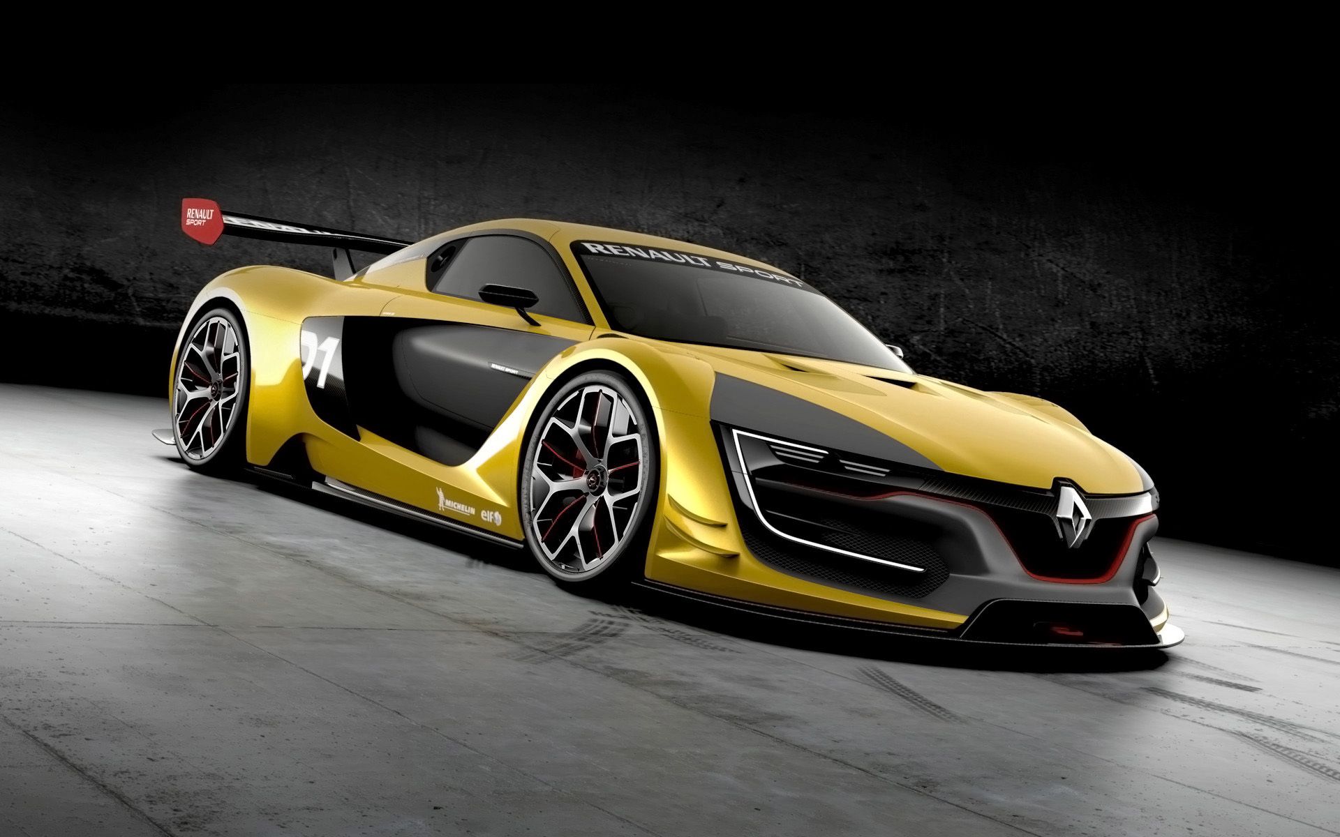 Скачать renault sport, rs 01, желтый, концепт, вид сбоку обои на рабочий стол