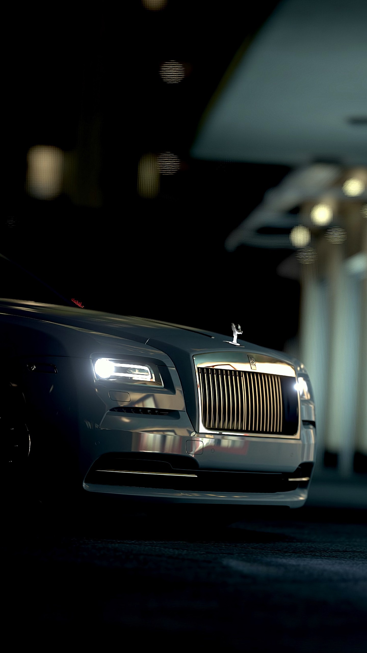 Скачать rolls-royce, вид спереди, фары, бампер обои для телефона