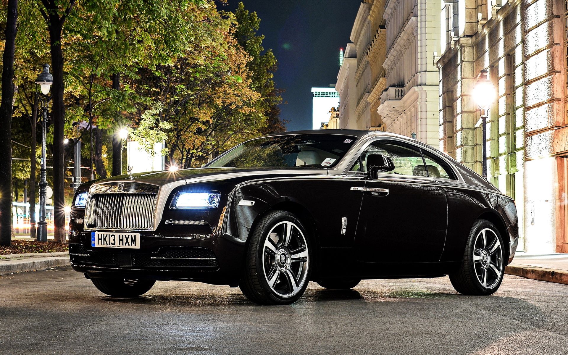 Скачать rolls-royce wraith, rolls-royce, wraith, вид сбоку, черный, блеск обои на рабочий стол