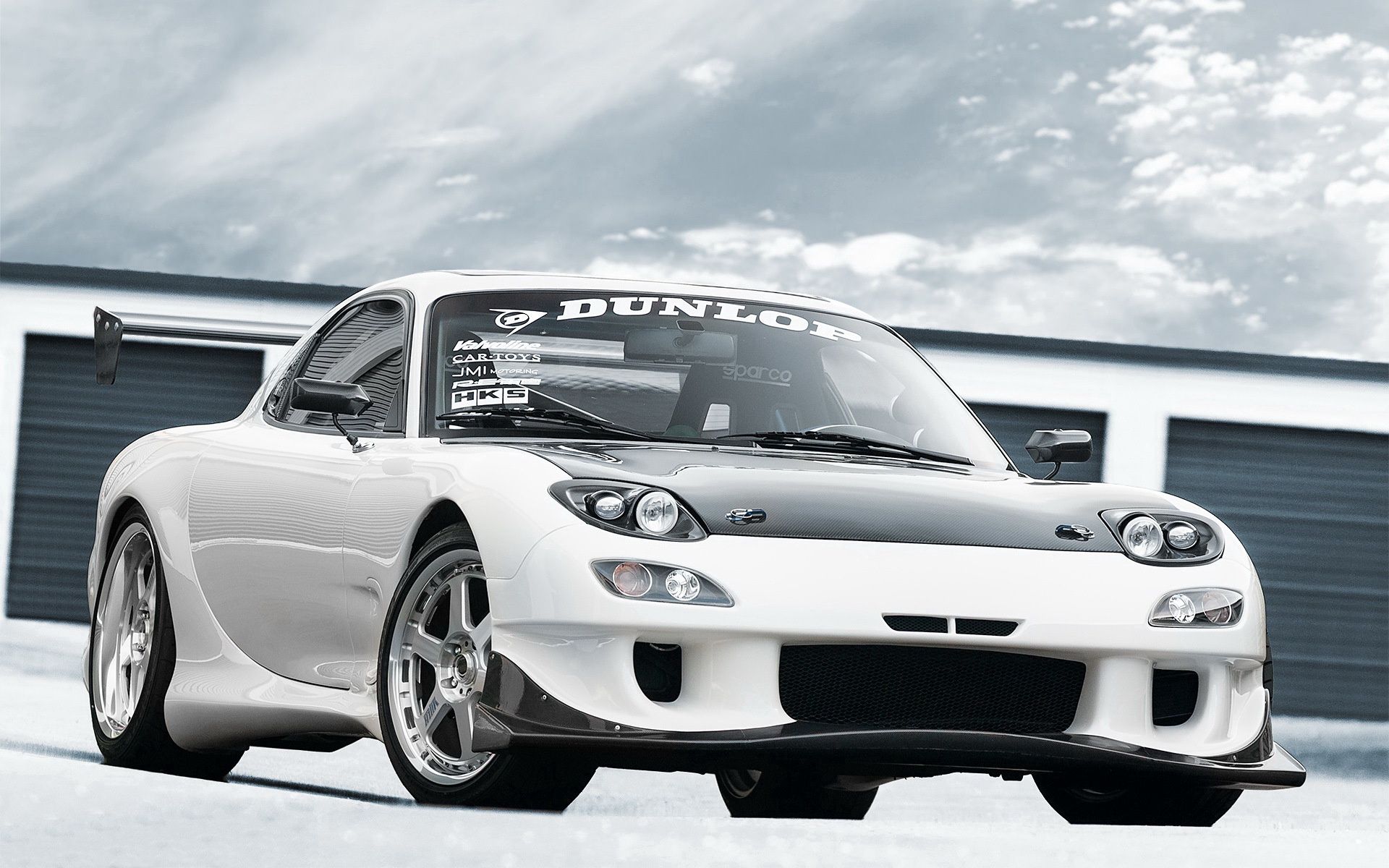 Скачать rx-7, white, mazda, dunlop обои на рабочий стол