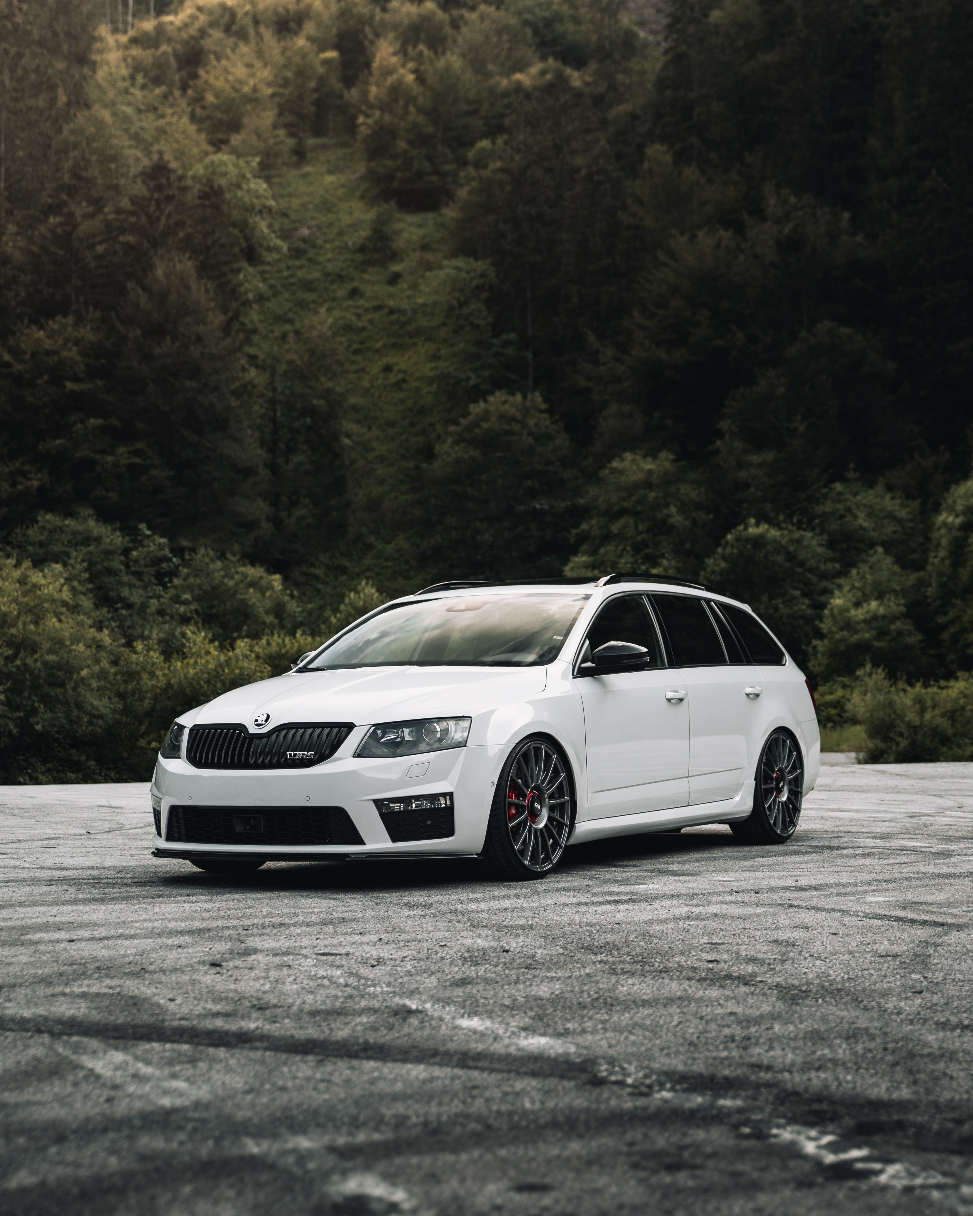 Скачать skoda octavia rs, skoda, автомобиль, вид сбоку, белый обои для телефона