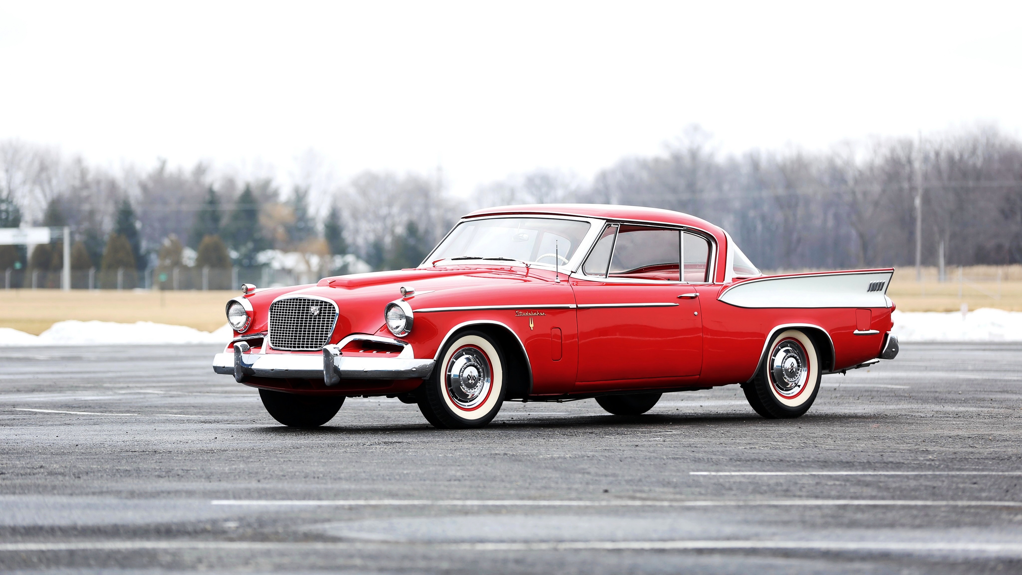 Скачать studebaker, golden hawk, 1957, красный, вид сбоку обои на рабочий стол