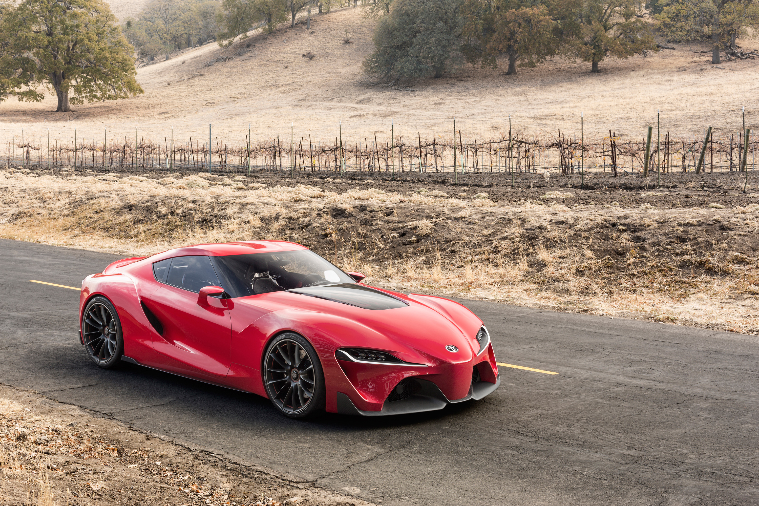 Скачать toyota, ft-1, красный, вид сбоку обои на рабочий стол