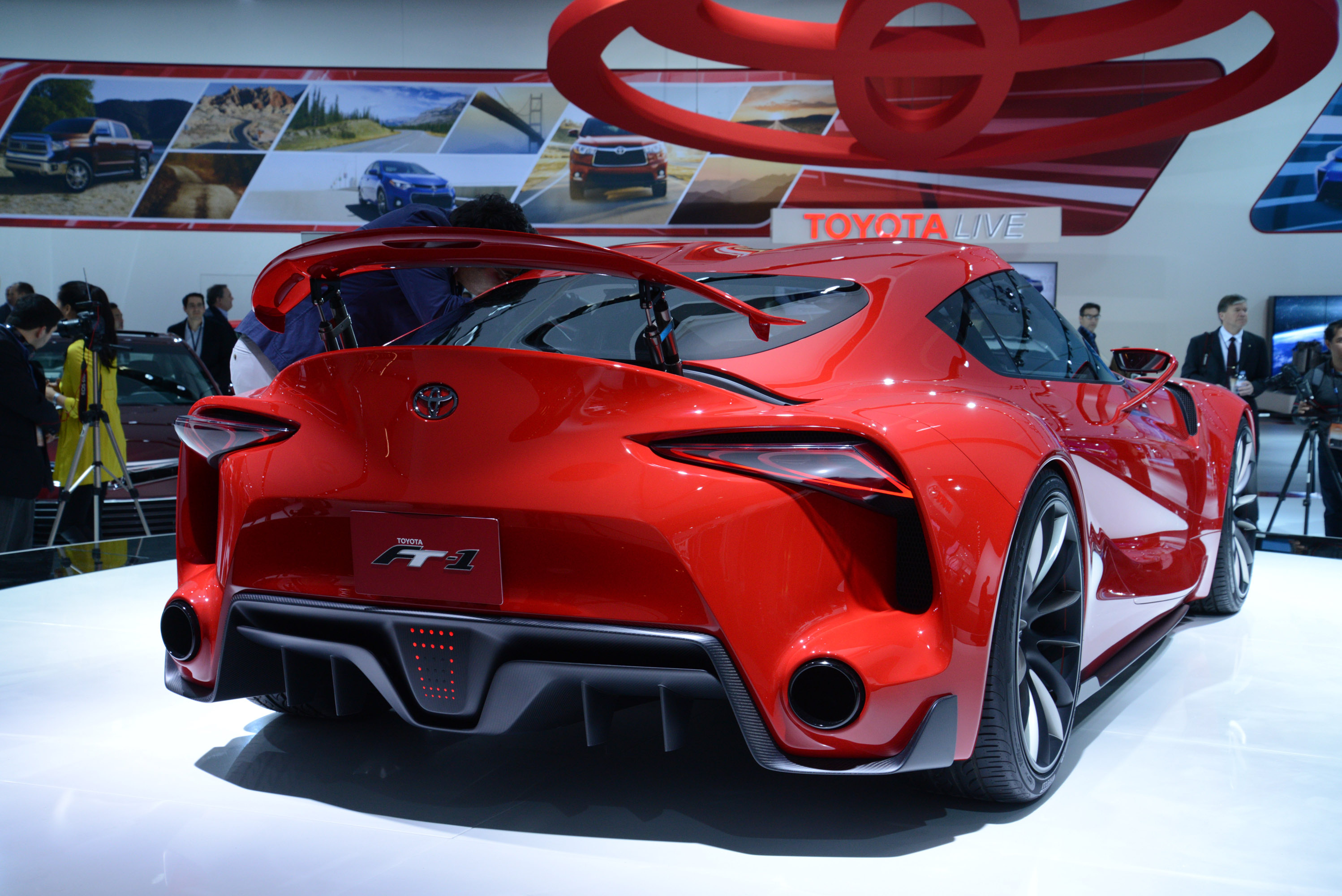 Скачать toyota, тойота, ft-1, concept, red, detroit, 2014 обои на рабочий стол