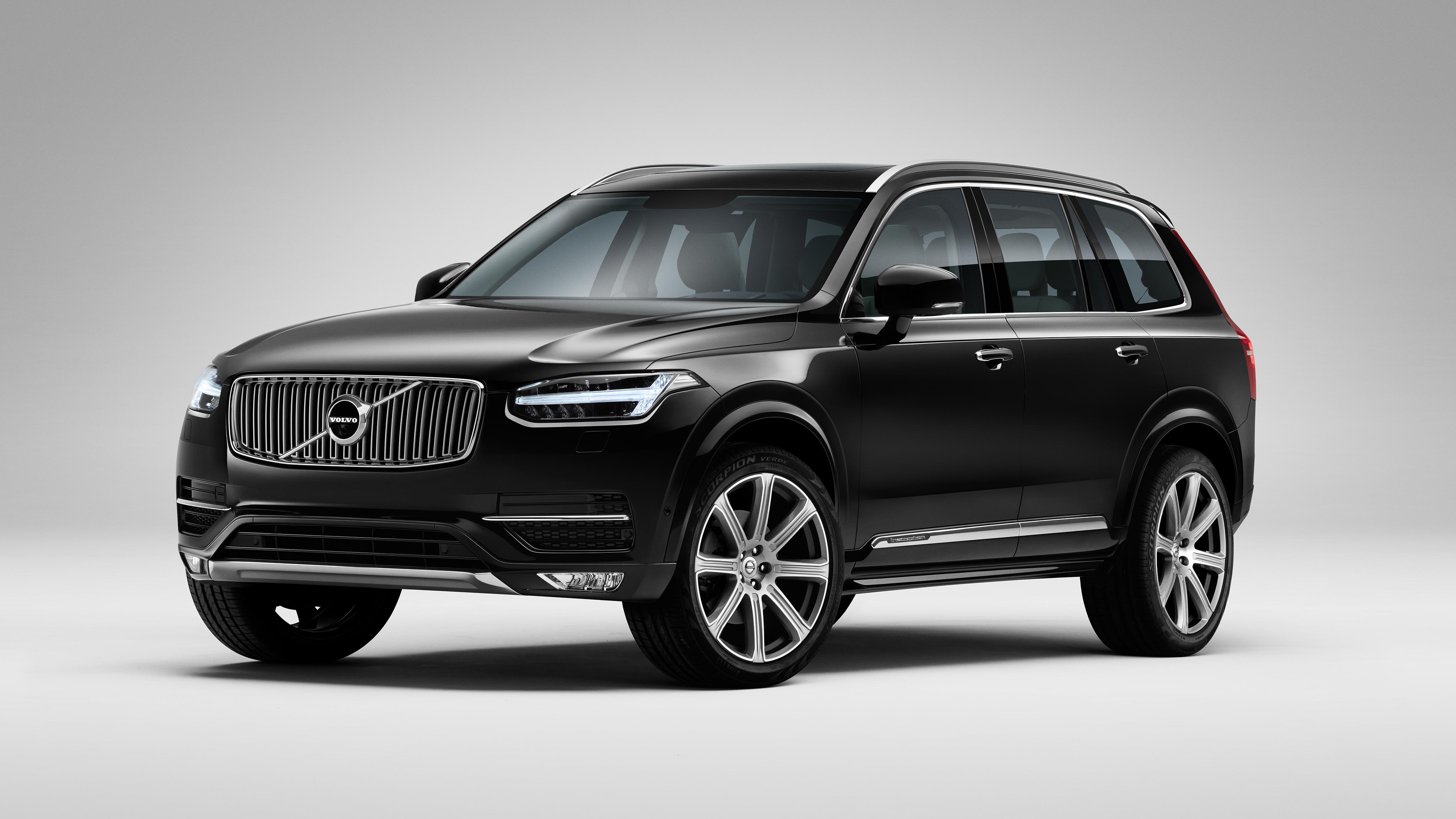 Скачать volvo xc90, черный, вид сбоку обои на рабочий стол