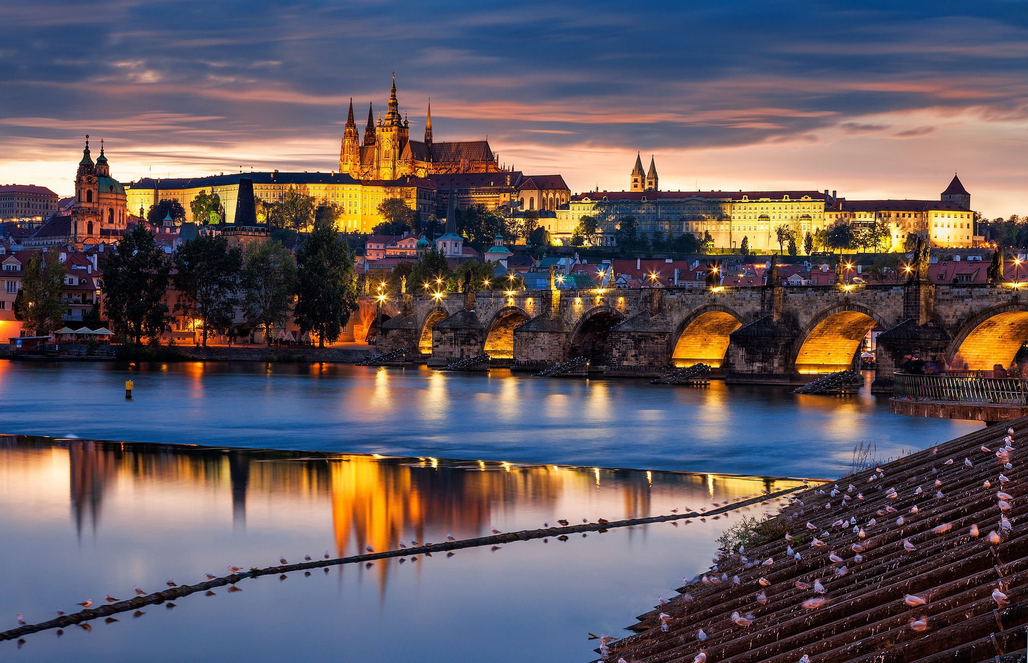 Скачать чехия, czech, мост, город, praha, prague, прага обои на рабочий стол