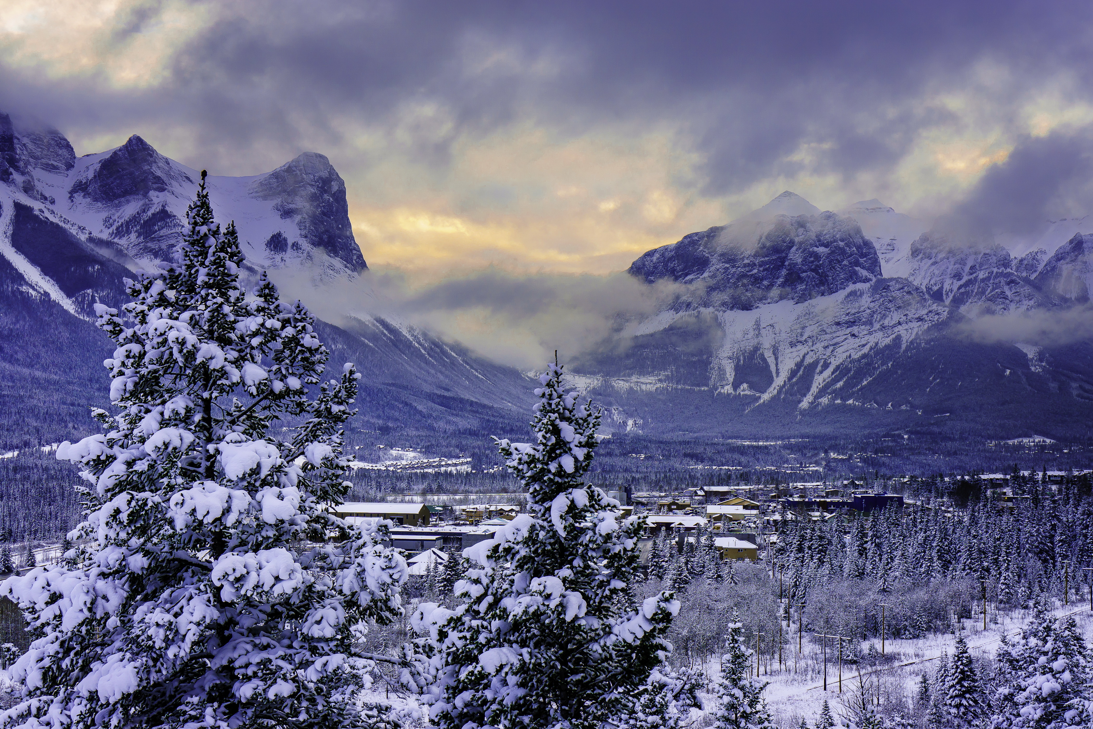 Скачать канада, горы, alberta, banff national park, снег, зима обои на рабочий стол