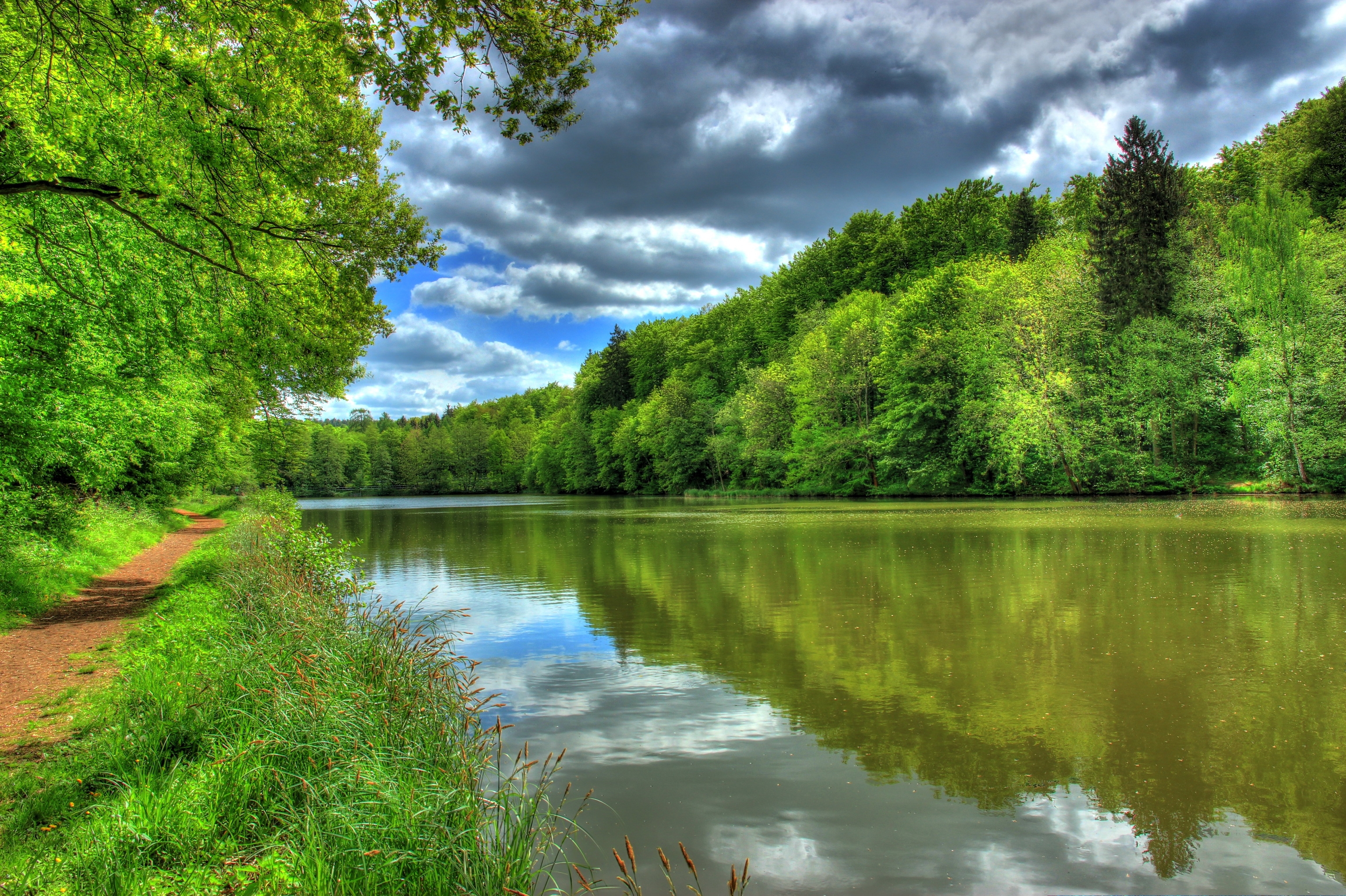 Скачать река, германия, тропика, пейзаж, hessen lich, hdr, природа обои на рабочий стол